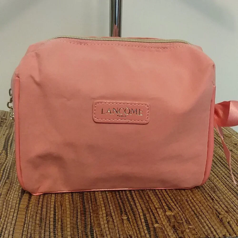 💅 LANCOME Pink Ribbon Makeup Bag  NWOT Travel Vanity Flex  Coquette-Core Cutie